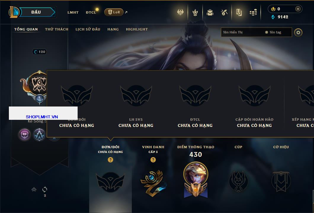 Tài khoản Liên Minh, ĐTCL mã số 108646 giá rẻ - Shop LMHT