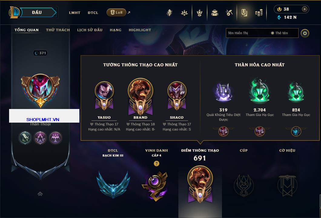 Hình ảnh chi tiết tài khoản LMHT mã số 155156 - Shop LMHT