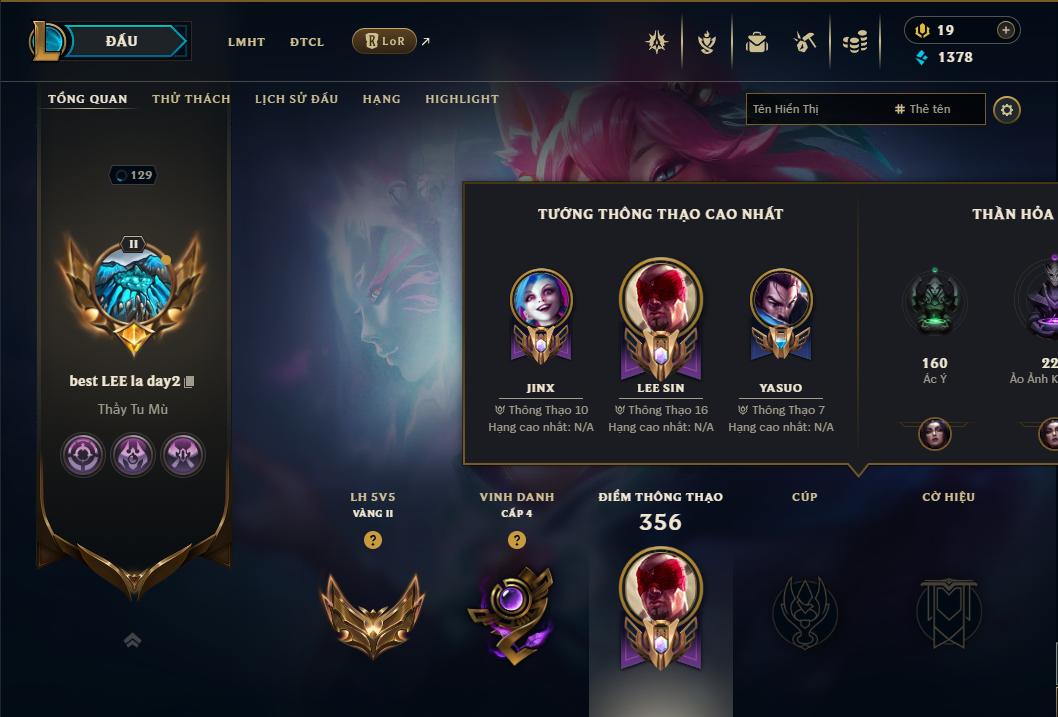 Hình ảnh chi tiết tài khoản LMHT mã số 160156 - Shop LMHT