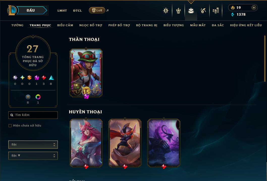 Hình ảnh chi tiết tài khoản LMHT mã số 160156 - Shop LMHT