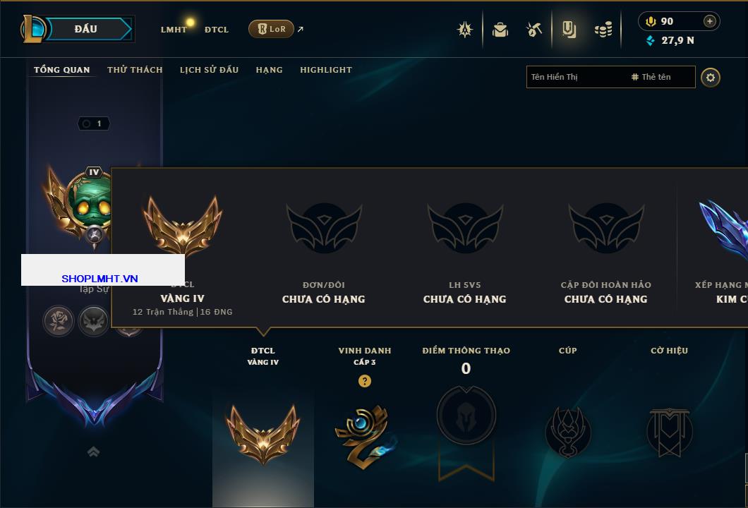 Hình ảnh chi tiết tài khoản LMHT mã số 165484 - Shop LMHT