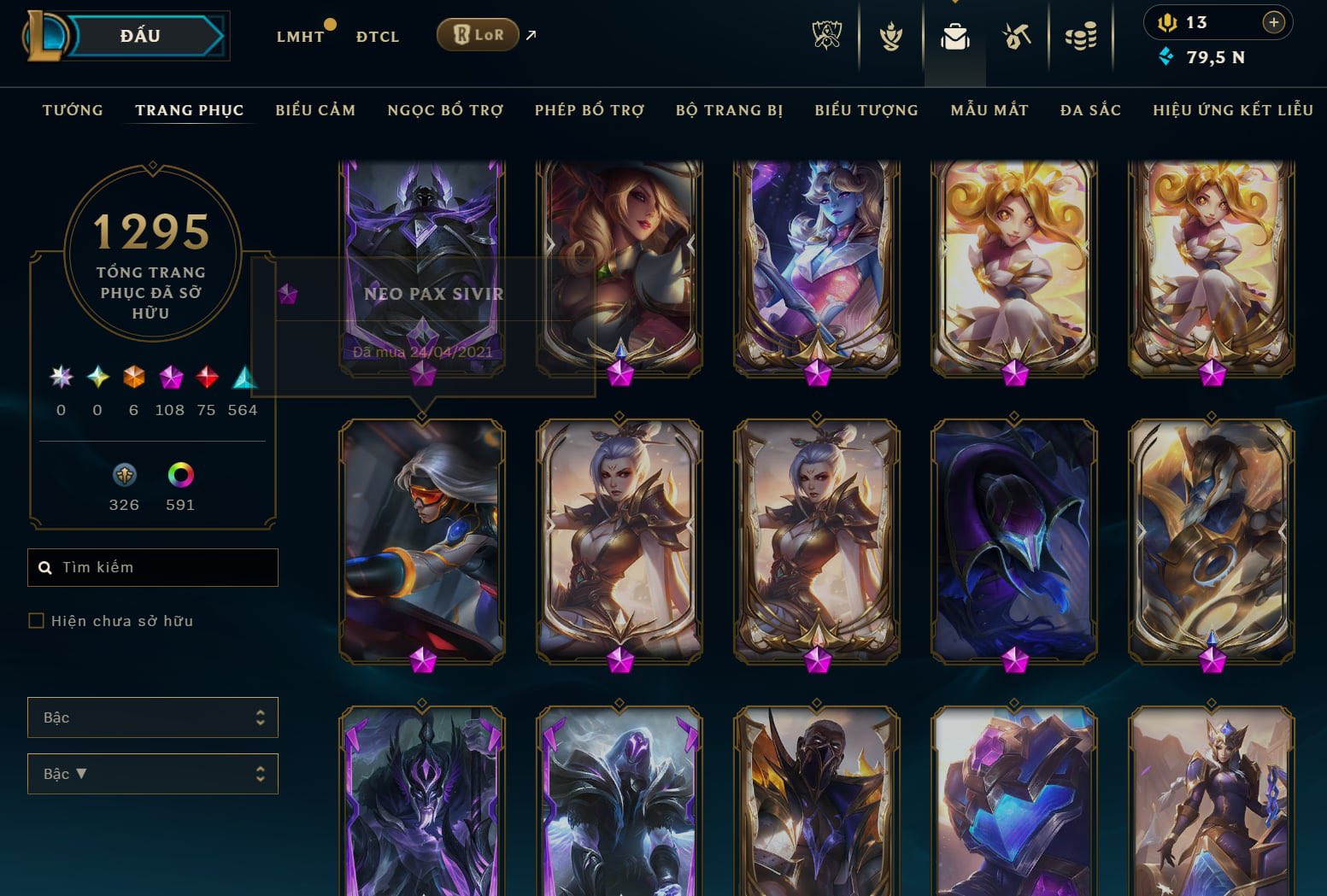 Hình ảnh chi tiết tài khoản LMHT mã số 166101 - Shop LMHT