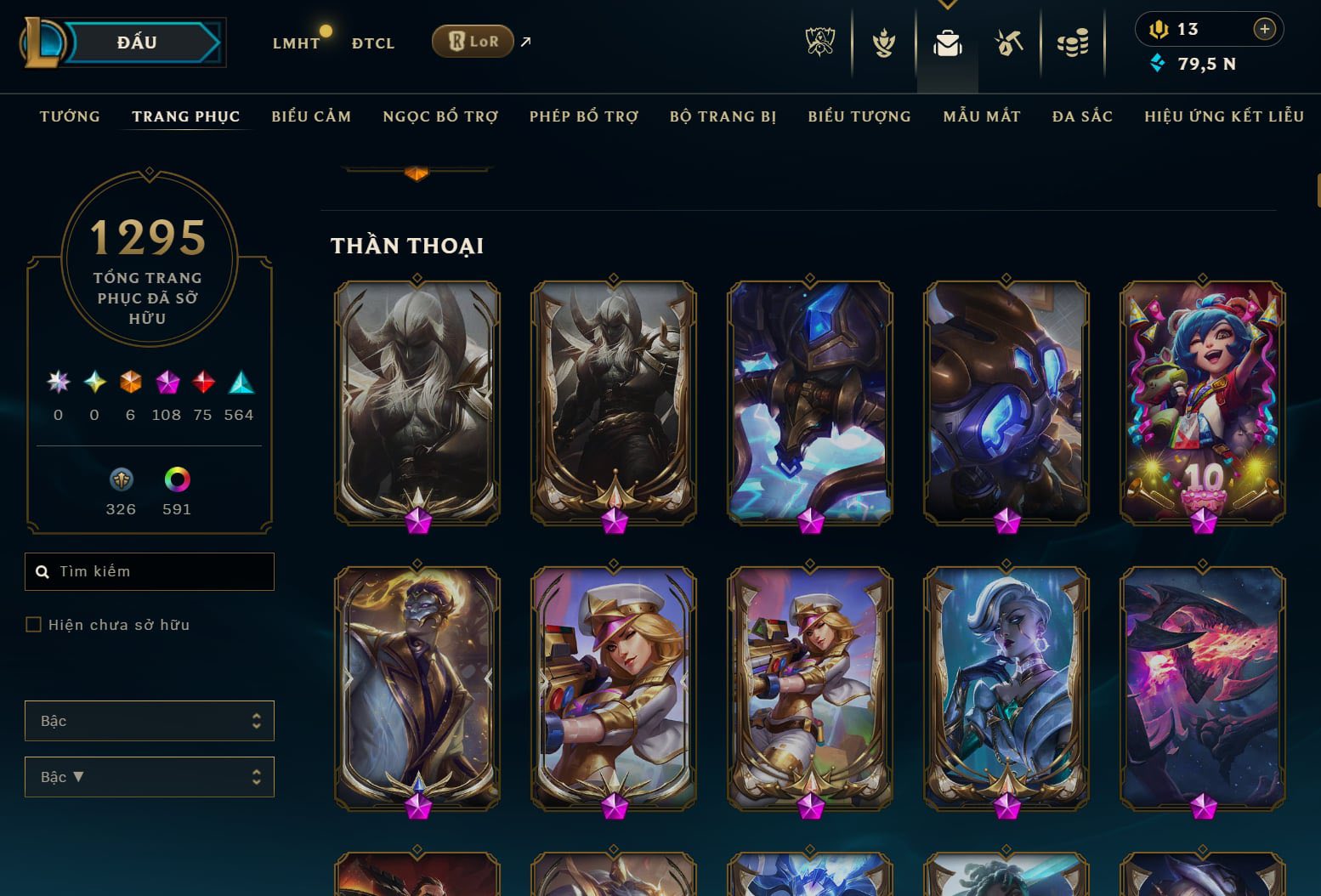 Hình ảnh chi tiết tài khoản LMHT mã số 166101 - Shop LMHT