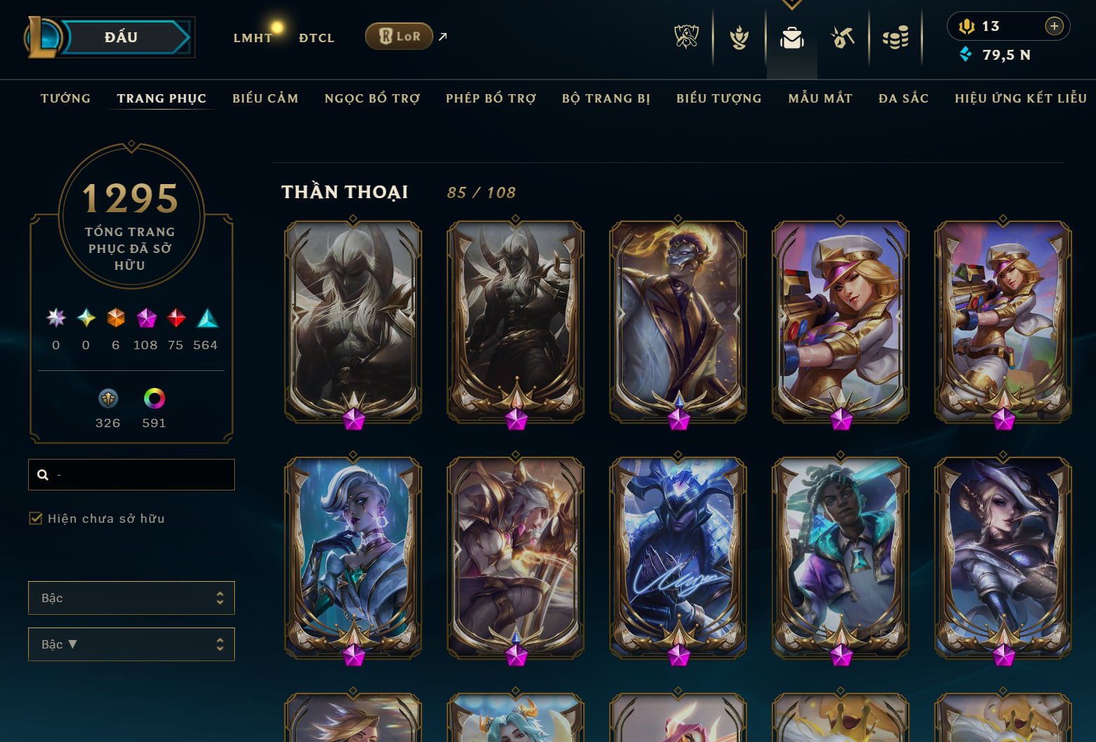 Hình ảnh chi tiết tài khoản LMHT mã số 166101 - Shop LMHT