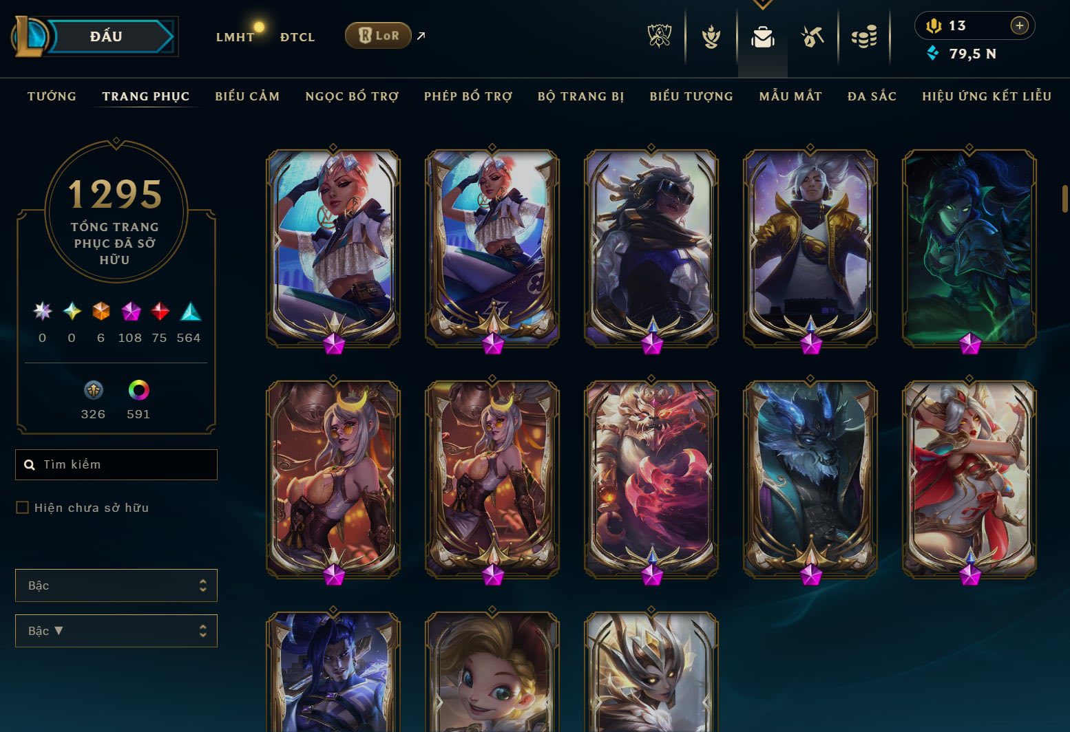 Hình ảnh chi tiết tài khoản LMHT mã số 166101 - Shop LMHT