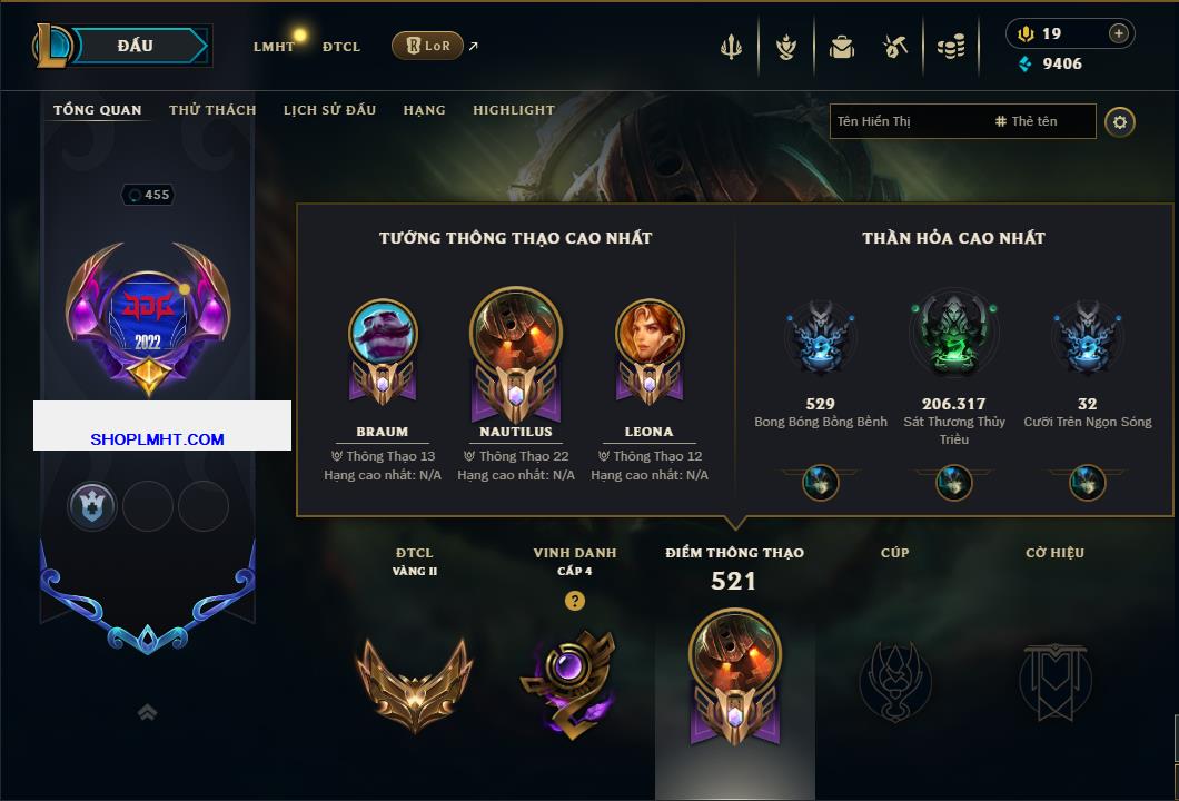 Hình ảnh chi tiết tài khoản LMHT mã số 186807 - Shop LMHT