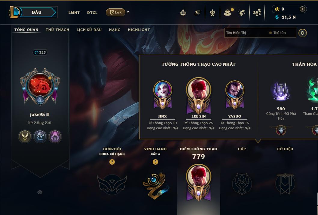 Hình ảnh chi tiết tài khoản LMHT mã số 199220 - Shop LMHT