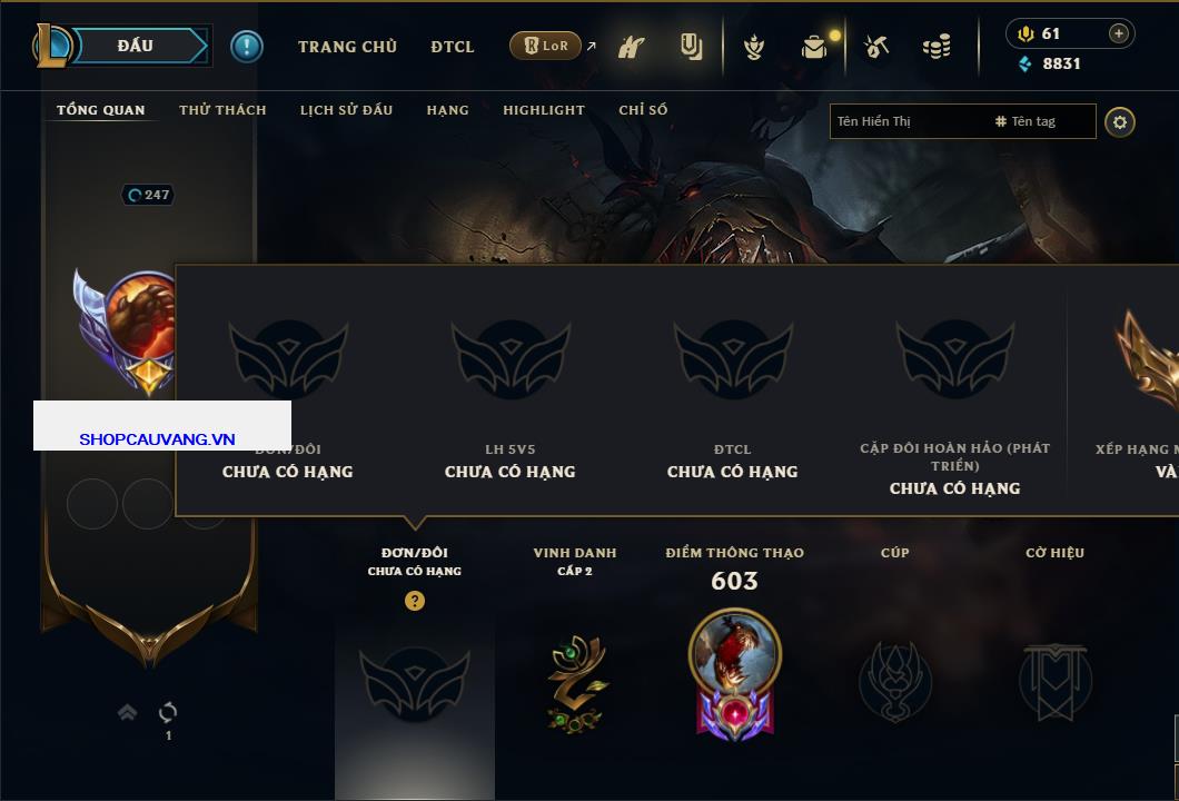 Tài khoản Liên Minh, ĐTCL mã số 26717 giá rẻ - Shop LMHT