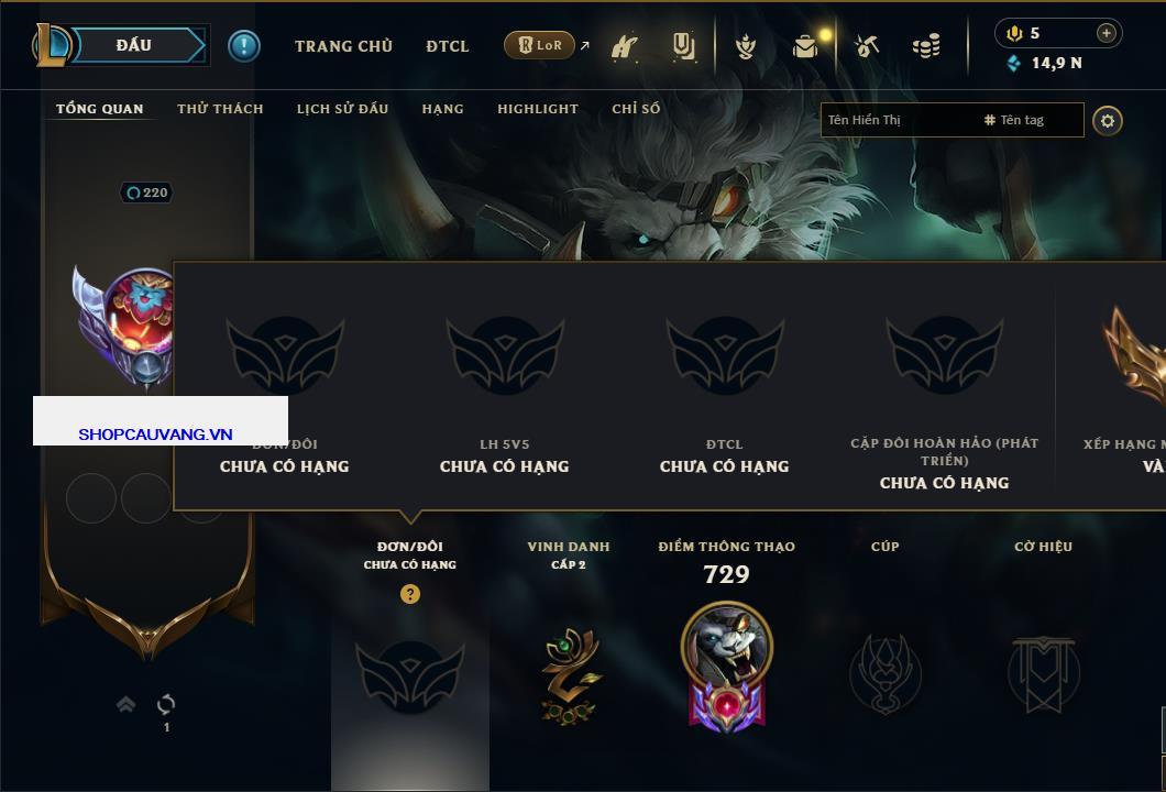 Tài khoản Liên Minh, ĐTCL mã số 26719 giá rẻ - Shop LMHT