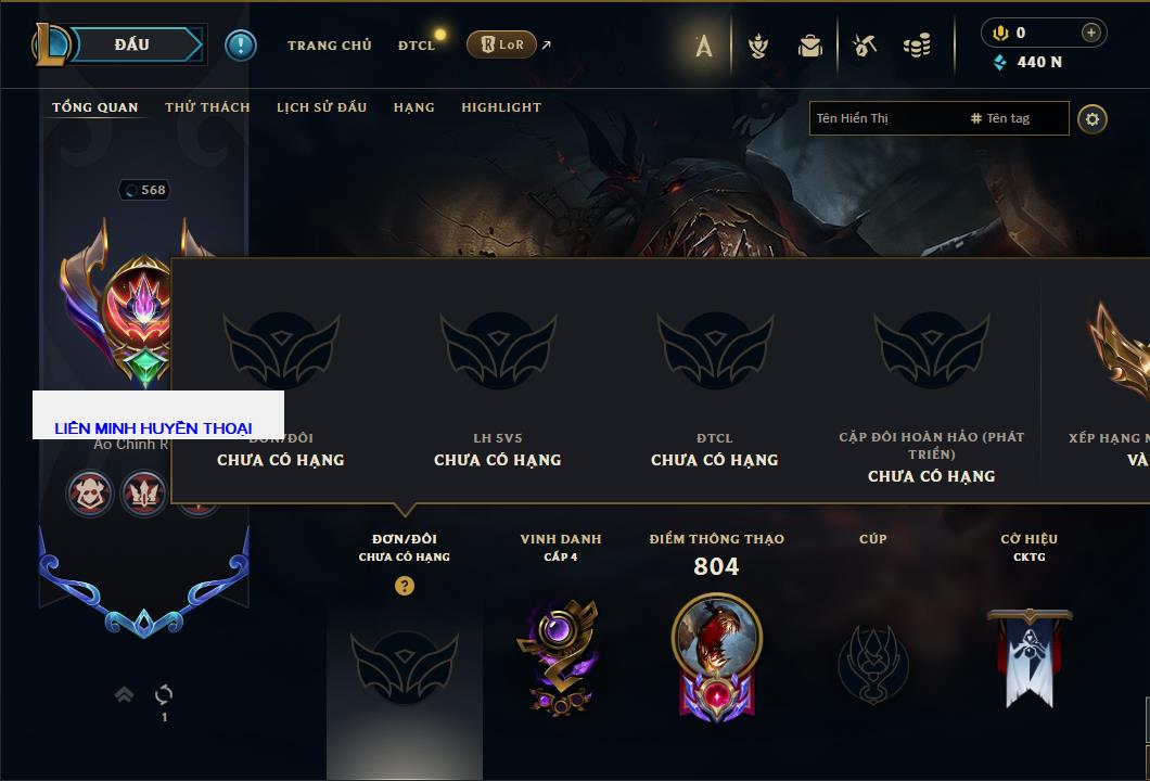 Tài khoản Liên Minh, ĐTCL mã số 61389 giá rẻ - Shop LMHT