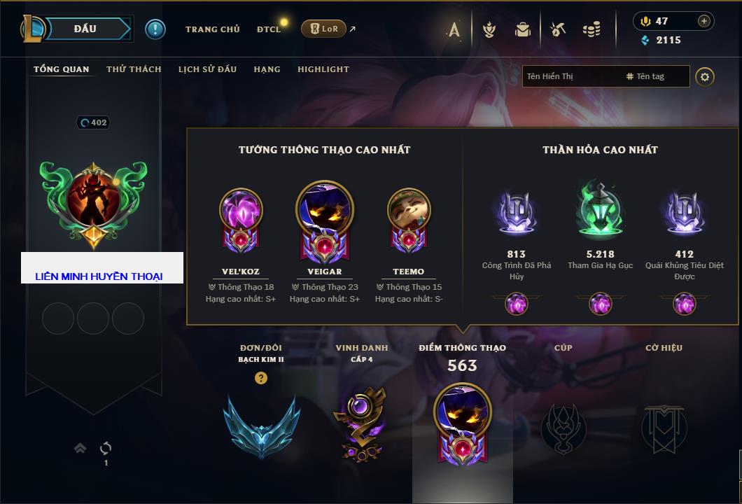 Hình ảnh chi tiết tài khoản LMHT mã số 61449 - Shop LMHT