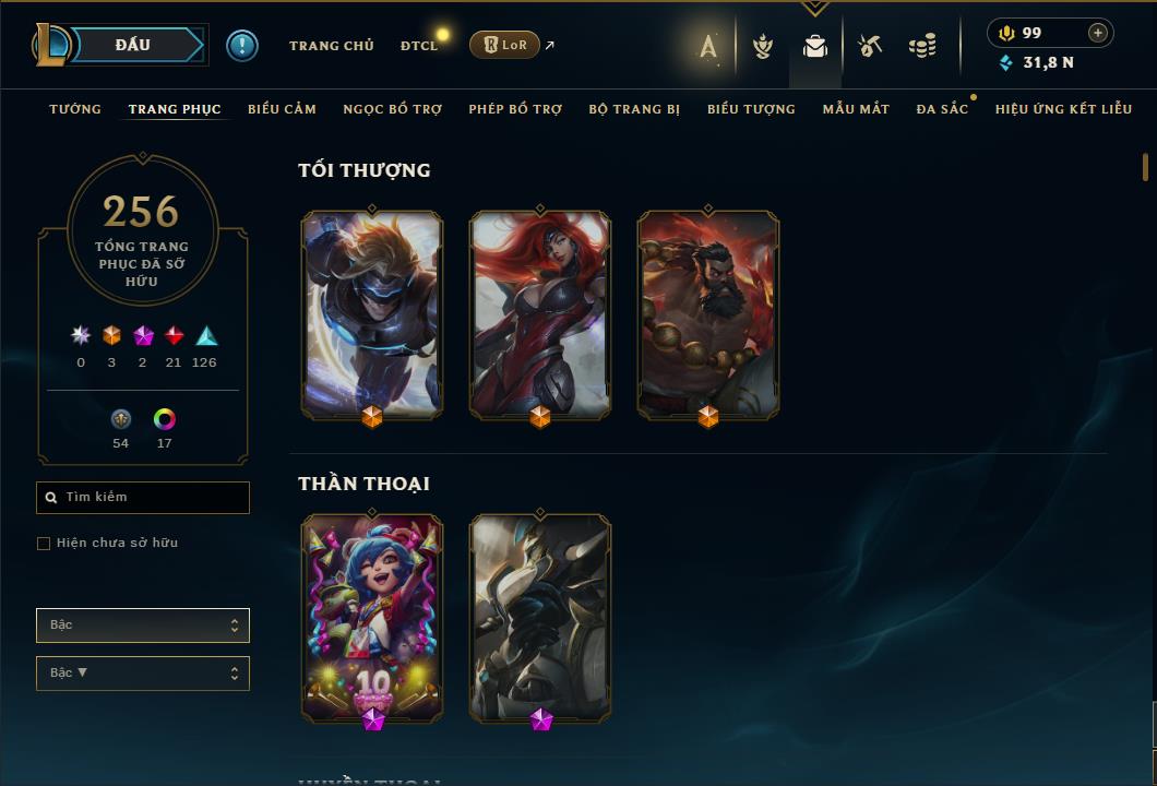 Hình ảnh chi tiết tài khoản LMHT mã số 61518 - Shop LMHT