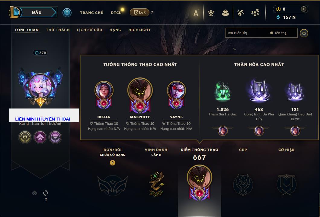 Hình ảnh chi tiết tài khoản LMHT mã số 61602 - Shop LMHT