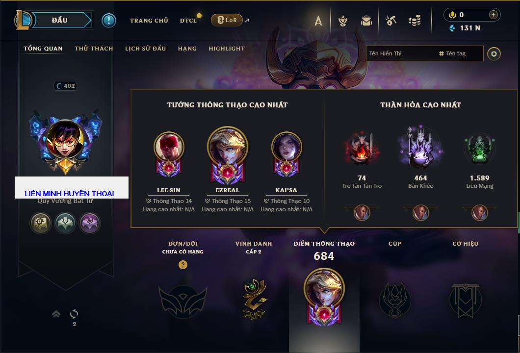 Hình ảnh chi tiết tài khoản LMHT mã số 61667 - Shop LMHT