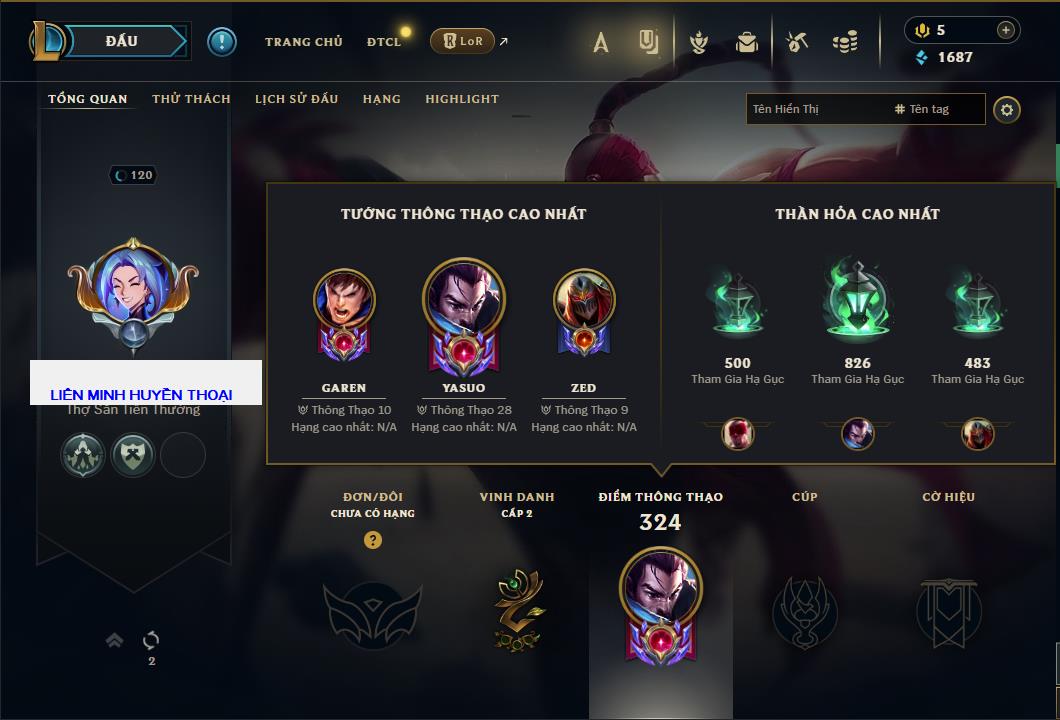 Hình ảnh chi tiết tài khoản LMHT mã số 63957 - Shop LMHT